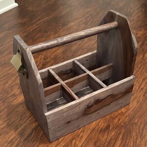 Rustic Wooden Caddy with Handle